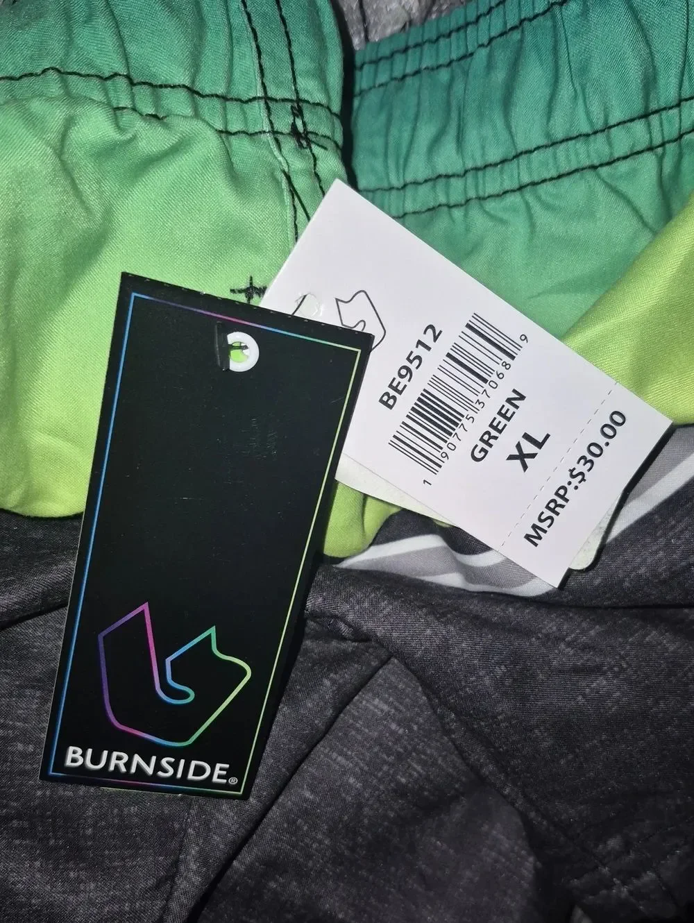 Burnside Men's XL Lime And Black Swim Trunks - New